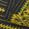 Sanskriti Vintage Sarees Yellow/Black Pure Silk Ikat Printed Sari 6+yd Fabric