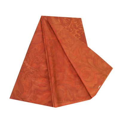 Sanskriti Vintage Sarees Orange Pure Silk Floral Printed Sari 6+yd Craft Fabric