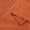 Sanskriti Vintage Sarees Orange Pure Silk Floral Printed Sari 6+yd Craft Fabric