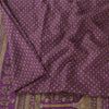 Sanskriti Vintage Sarees Purple 100% Pure Silk Printed Sari 5+yd Craft Fabric