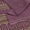 Sanskriti Vintage Sarees Purple 100% Pure Silk Printed Sari 5+yd Craft Fabric