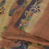 Sanskriti Vintage Sarees Brown 100% Pure Silk Printed Sari 5+yd Craft Fabric