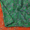 Sanskriti Vintage Sarees Green Zari Border Pure Silk Printed Sari 5+yd Fabric