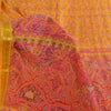 Sanskriti Vintage Sarees Yellow Zari Border Pure Silk Printed Sari 5+yd Fabric