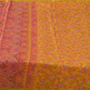 Sanskriti Vintage Sarees Yellow Zari Border Pure Silk Printed Sari 5+yd Fabric