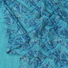 Sanskriti Vintage Sarees Blue Zari Border Pure Silk Print Sari 6+yd Craft Fabric