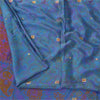 Sanskriti Vintage Sarees Blue Pure Silk Printed Woven Sari 5+yd Craft Fabric