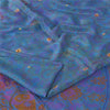 Sanskriti Vintage Sarees Blue Pure Silk Printed Woven Sari 5+yd Craft Fabric