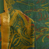 Sanskriti Vintage Sarees Green/Yellow Pure Silk Printed Sari 5+yd Craft Fabric