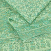 Sanskriti Vintage Sarees Sea-Green Pure Silk Printed Sari 6+yd Craft Fabric