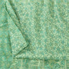 Sanskriti Vintage Sarees Sea-Green Pure Silk Printed Sari 6+yd Craft Fabric