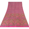 Sanskriti Vintage Sarees Dark Pink 100% Pure Silk Printed Sari 5+yd Craft Fabric