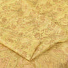 Sanskriti Vintage Sarees Yellow Pure Silk Zari WovenPrint Sari 6+yd Craft Fabric