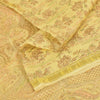 Sanskriti Vintage Sarees Yellow Pure Silk Zari WovenPrint Sari 6+yd Craft Fabric