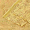 Sanskriti Vintage Sarees Yellow Pure Silk Zari WovenPrint Sari 6+yd Craft Fabric