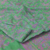 Sanskriti Vintage Sarees Green/Purple Pure Silk Printed Sari 5+yd Craft Fabric