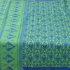 Sanskriti Vintage Sarees Green/Blue Pure Silk Printed Sari 5+yd Craft Fabric