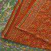 Sanskriti Vintage Sarees Orange Indian Pure Silk Printed Sari 5+yd Craft Fabric