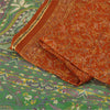 Sanskriti Vintage Sarees Orange Indian Pure Silk Printed Sari 5+yd Craft Fabric