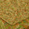 Sanskriti Vintage Sarees Indian Beige Pure Silk Printed Sari 6+yd Craft Fabric