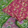 Sanskriti Vintage Sarees Pink/Green Pure Silk Printed Woven Sari 5+yd Fabric