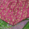 Sanskriti Vintage Sarees Pink/Green Pure Silk Printed Woven Sari 5+yd Fabric