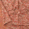 Sanskriti Vintage Sarees Cream/Red 100% Pure Silk Printed Sari 5+yd Craft Fabric