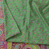 Sanskriti Vintage Sarees Green Peacock Printed Pure Silk Sari 5+yd Craft Fabric