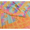 Sanskriti Vintage Sarees Yellow/Orange Pure Crepe Silk Printed Sari Craft Fabric