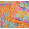 Sanskriti Vintage Sarees Yellow/Orange Pure Crepe Silk Printed Sari Craft Fabric