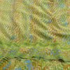 Sanskriti Vintage Green Indian Sarees Pure Crepe Silk Printed Sari Craft Fabric