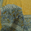 Sanskriti Vintage Sarees Yellow/Gray Pure Crepe Silk Printed Sari Craft Fabric