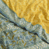 Sanskriti Vintage Sarees Yellow/Gray Pure Crepe Silk Printed Sari Craft Fabric