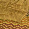 Sanskriti Vintage Sarees Heena-Green Pure Crepe Silk Print Sari 5yd Craft Fabric