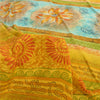 Sanskriti Vintage Sarees Yellow Pure Crepe Silk Printed Sari Floral Craft Fabric