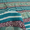 Sanskriti Vintage Sarees Indian Blue Pure Crepe Silk Printed Sari Craft Fabric