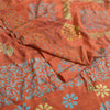 Sanskriti Vintage Sarees Orange 100% Pure Crepe Silk Printed Sari Craft Fabric