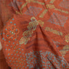 Sanskriti Vintage Sarees Orange 100% Pure Crepe Silk Printed Sari Craft Fabric