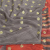 Sanskriti Vintage Sarees Gray Embroidered Printed Pure Crepe Sari Craft Fabric