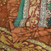 Sanskriti Vintage Sarees Multi Hand Beaded Pure Crepe Silk Printed Sari Fabric