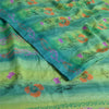 Sanskriti Vintage Sarees Blue/Green Pure Crepe Silk Printed Sari Craft Fabric