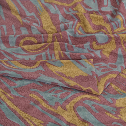 Sanskriti Vintage Sarees Mauve Pure Crepe Silk Abstract Print Sari Craft Fabric