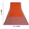 Sanskriti Vintage Sarees Orange Hand Beaded Pure Crepe Silk Printed Sari Fabric