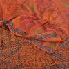 Sanskriti Vintage Sarees Rusty Orange 100% Pure Crepe Silk Printed Sari Fabric