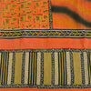 Sanskriti Vintage Sarees Green/Orange Pure Crepe Printed Sari 5yd Craft Fabric