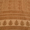 Sanskriti Vintage Sarees Brown 100%Pure Crepe Silk Printed Sari 5yd Craft Fabric