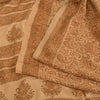 Sanskriti Vintage Sarees Brown 100%Pure Crepe Silk Printed Sari 5yd Craft Fabric