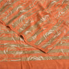 Sanskriti Vintage Sarees Green/Orange Pure Crepe Printed Sari 5yd Craft Fabric