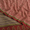 Sanskriti Vintage Sarees Red Pure Crepe Silk Printed Sari 5yd Craft Fabric