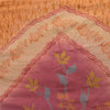 Sanskriti Vintage Sarees Saffron/Pink Pure Crepe Silk Printed Sari 5yd Fabric